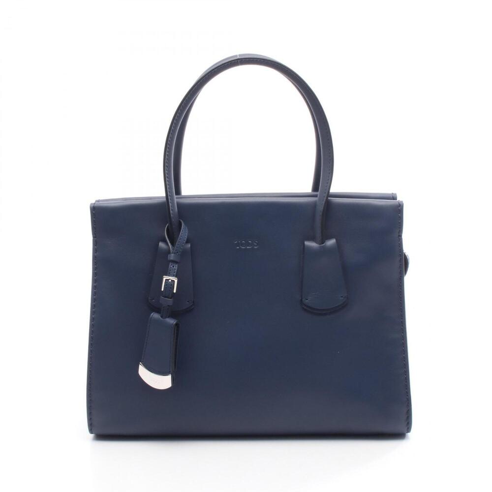 Tod's Note Shopping Small Tote Bag Handbag Leather Women's Navy